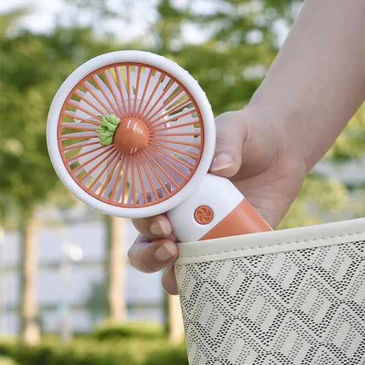 Mini Portable Rechargeable Handheld Fan with Base | 3 Speed Modes, 1200mAh Battery, Compact & Travel-Friendly Personal Fan