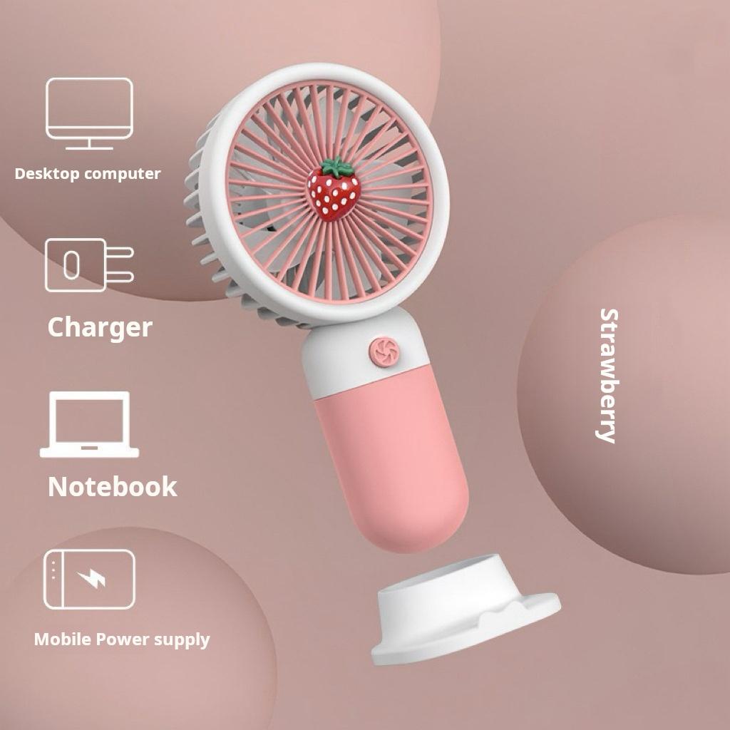 Mini Portable Rechargeable Handheld Fan with Base | 3 Speed Modes, 1200mAh Battery, Compact & Travel-Friendly Personal Fan