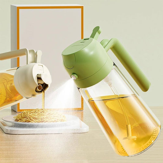 Leak-Proof Oil Dispenser Bottle with Spray & Pour Function | Reusable, Dishwasher Safe, Portable & Lightweight Glass Oil Spray