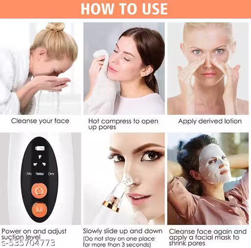 6-in-1 Electric Blackhead Remover & Pore Vacuum Cleaner – Rechargeable Facial Cleansing Device for Clear & Healthy Skin